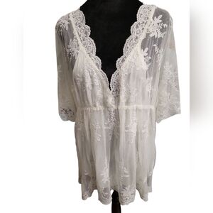 Entro large white Sheer lace Lined Tunic With Camisole NEW WITH TAGS